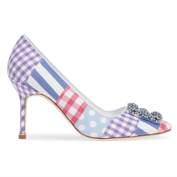 MANOLO BLAHNIK Hangisi Patch Pointed Toe Pump 37 - Picture 3 of 6